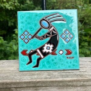 Vintage 1995 Earthtones Kokopelli Tile 6 X 6 Signed Tucson Az As Is Tiny Chip